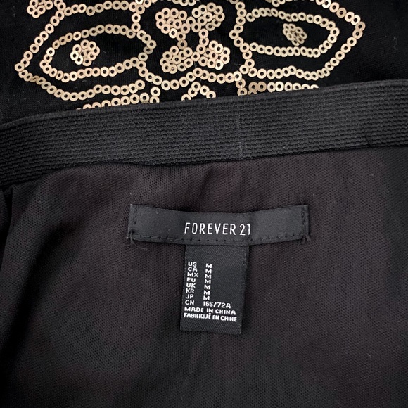 🏝 Forever 21 sequin skirt Black & Gold Size M - Picture 3 of 5